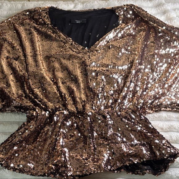 Vici Tops - Vici Shimmering Copper Sequin Blouse